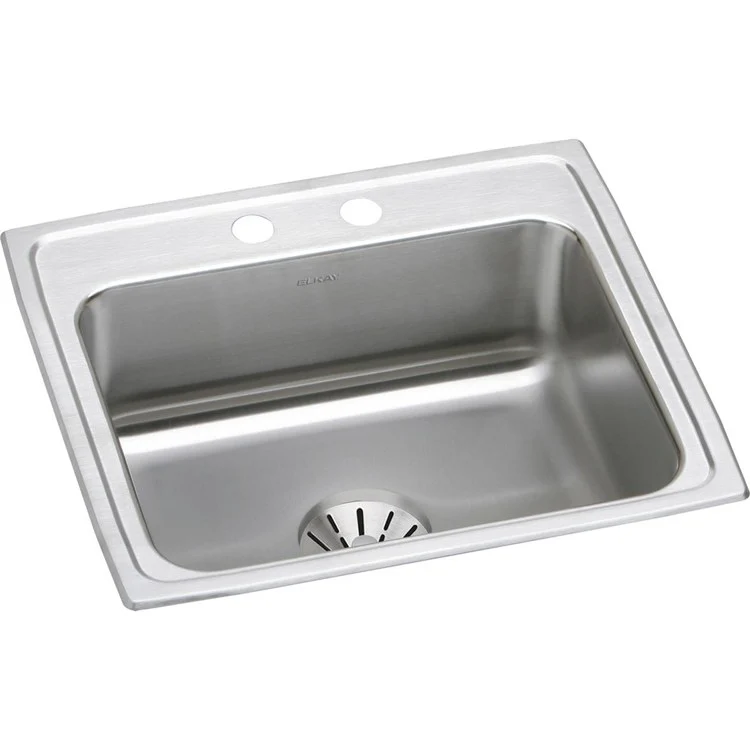 Kitchen Sink Lustertone Classic 22 x 19.5 Inch Single Bowl with Perfect Drain 2 Hole Lustrous Satin Drop-In - Frankwebs
