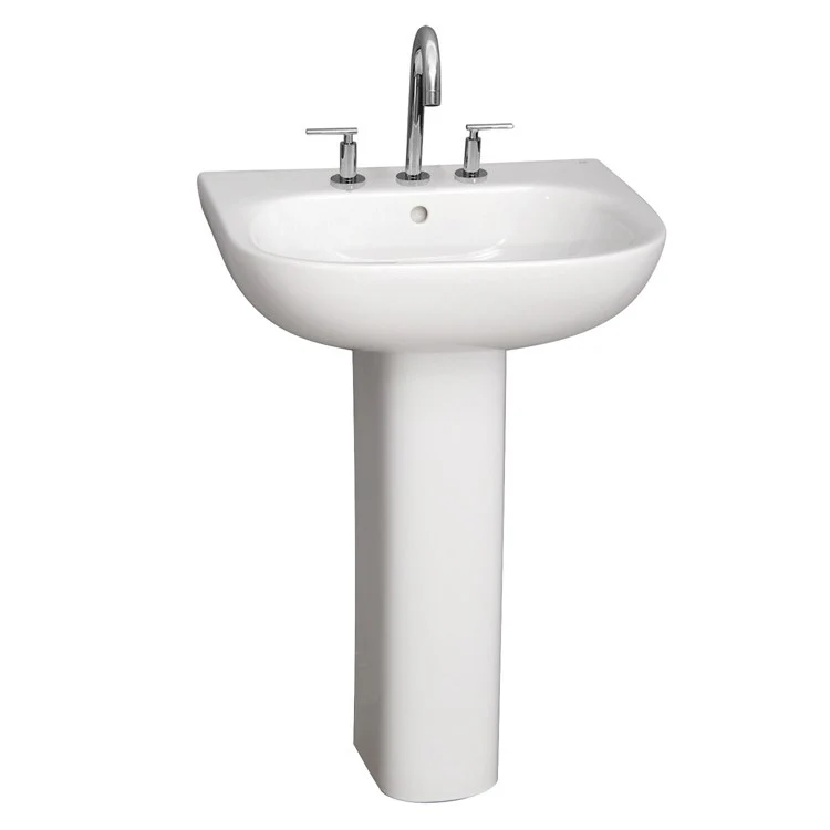 Pedestal Lavatory Tonique 450 Widespread White Rectangular - Frankwebs