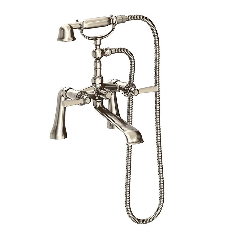 Tub Filler Miro Exposed Deck Mount with Handshower 7-1/4 Inch Spread 2 Lever ADA Antique Nickel 2 Hole - Frankwebs