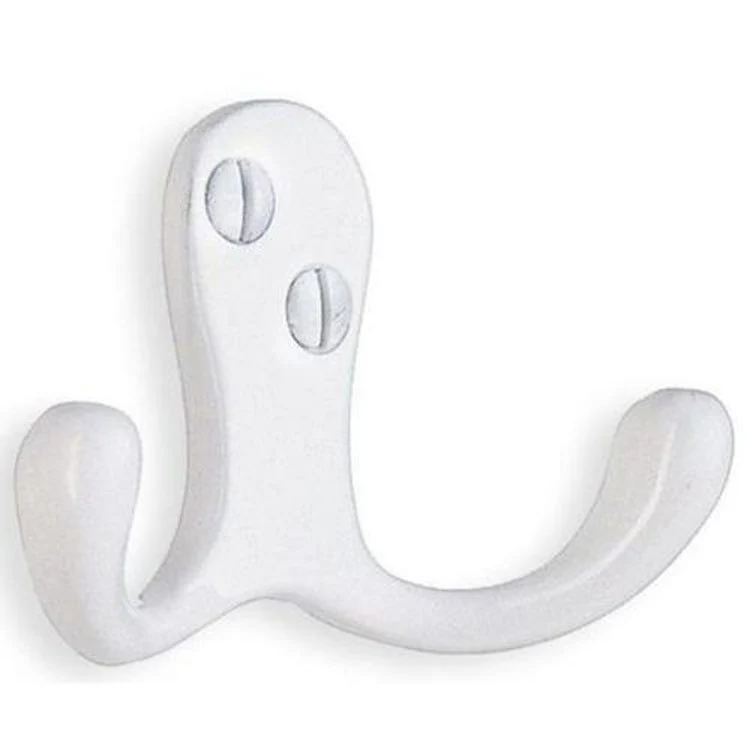 Coat Hook Double White 1-3/4 Inch 3/4 Inch Wall Mount Zinc - Frankwebs