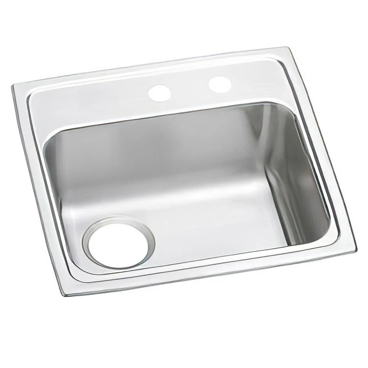 Kitchen Sink Celebrity 19.5 x 19 Inch Single Bowl MR2 Hole ADA Brushed Satin Drop-In Rectangle Drain Location Rear Left Depth 5-1/2 Inch Full Spray Sides and Bottom - Frankwebs