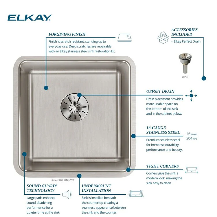 Kitchen Sink Lustertone Iconix 14.5 x 14.5 Inch Single Bowl with Perfect Drain Luminous Satin Undermount - Frankwebs