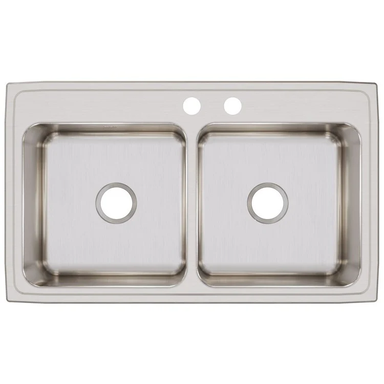 Kitchen Sink Lustertone Classic Gourmet 37 x 22 Inch Double Bowl Equal MR2 Hole Lustrous Highlighted Satin Top Mount - Frankwebs