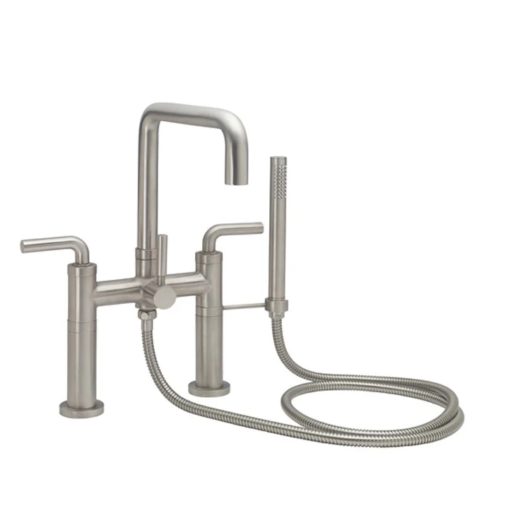 Tub Filler Bolsa Contemporary Deck Mount with Handshower 7 Inch Spread 3 Series 74 Lever ADA Polished Chrome 2 Hole - Frankwebs