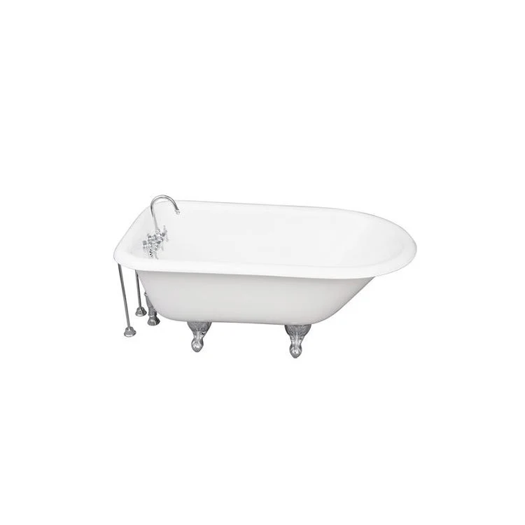 Tub Kit Antonio Freestanding 55 Inch Cast Iron White Includes Polished Chrome Tub Filler 24 Inch Double Offset Tub Supplies & Tub Drain Non-Skid Strips Clawfoot Gooseneck Spout Intricate Metal Lever Handles 36 Gallon Capacity - Frankwebs