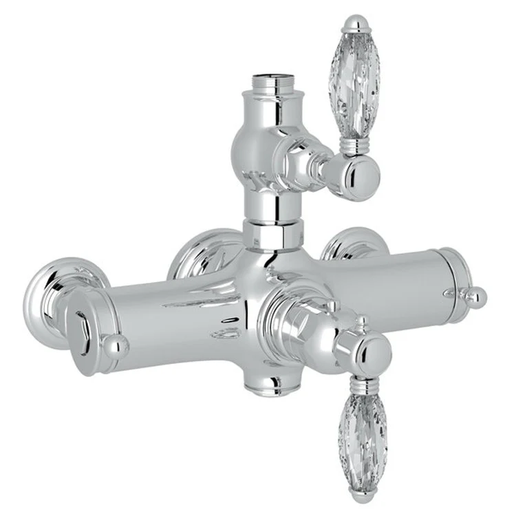 Thermostatic Valve Exposed with Volume and Temperature Control 2 Crystal Lever Satin Nickel - Frankwebs