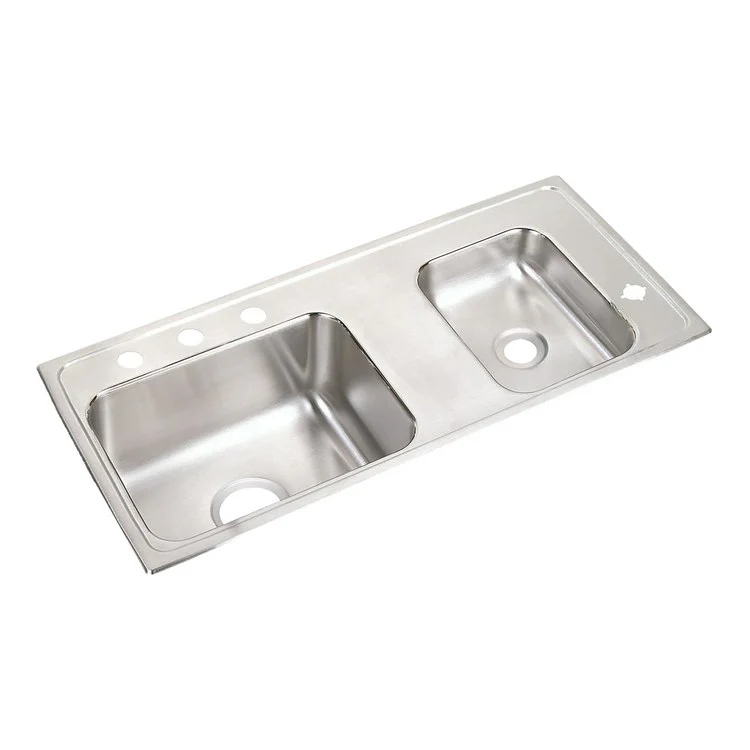 Classroom Sink Lustertone 37.25 x 17 Inch Double Bowl Right Lustrous Satin Drop-In Minimum Cabinet Size 42 Inch 7-5/8 Inch 18 Gauge Bottom Only Pads 64090014 Mounting Hardware Included for Countertops Up to 3/4IN - Frankwebs