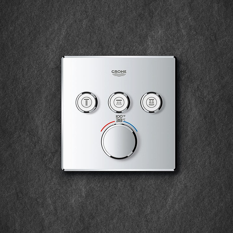 Grohtherm SmartControl Triple-Function Square Thermostatic Valve Trim with Control Module - Frankwebs
