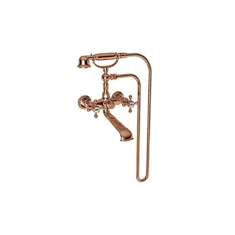 Tub Filler Astor Wall Mount Exposed with Handshower 6 Inch Spread 2 Cross ADA Antique Copper 2 Hole - Frankwebs