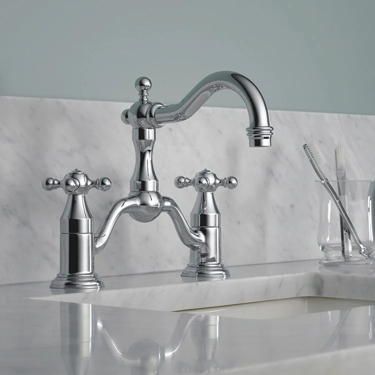 Tresa Two Handle Widespread Bridge Bathroom Faucet with Cross Handles - Frankwebs