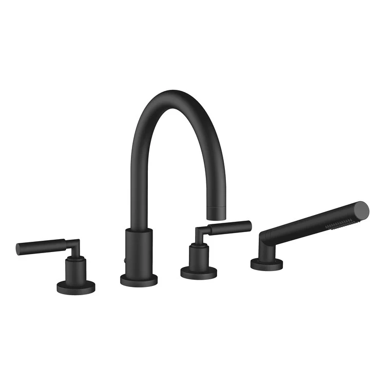 Tub Filler TARA Mixer for Deck Mount with Handshower 2 Lever ADA Dark Chrome - Frankwebs