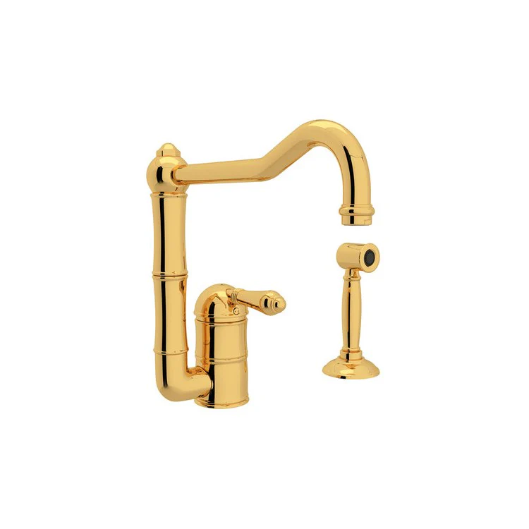 Kitchen Faucet Acqui with Sidespray Column Spout 1 Metal Lever Polished Nickel 1.5 Gallons per Minute 2 Holes - Frankwebs