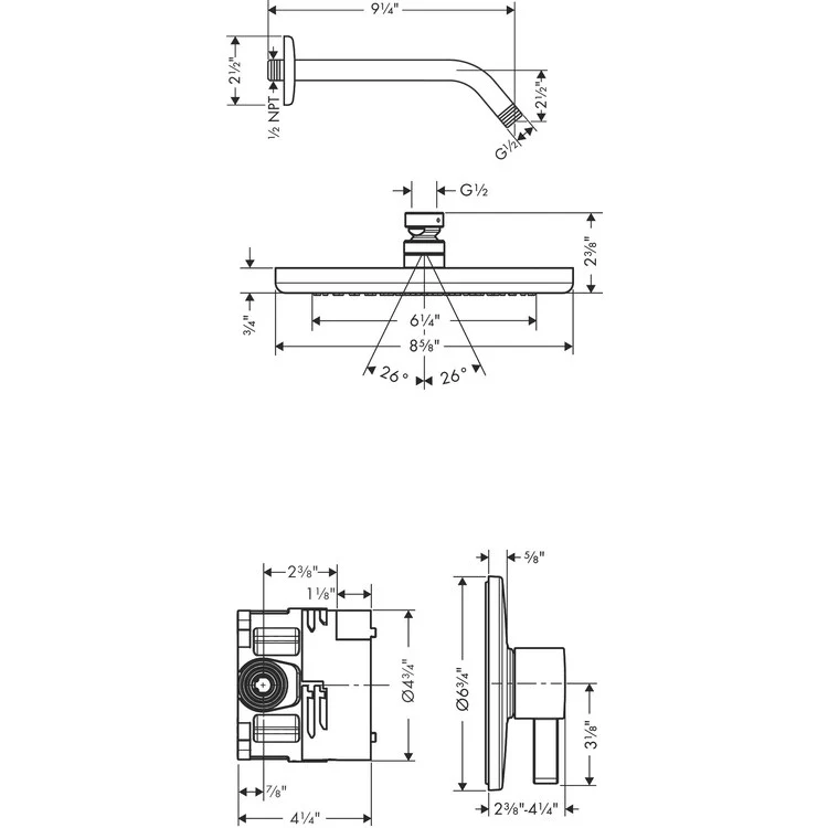 Croma Pressure Balance Shower Set with Shower Head and Rough-In Valve - Frankwebs