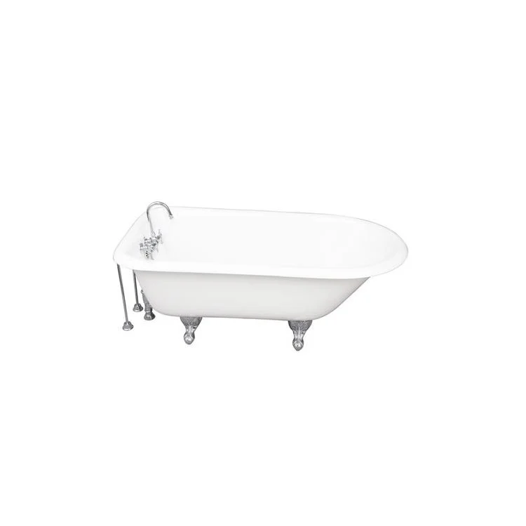 Tub Kit Brocton Freestanding 68 Inch Cast Iron White Includes Polished Chrome Tub Filler 24 Inch Double Offset Tub Supplies & Tub Drain Non-Skid Strips Clawfoot Gooseneck Spout Intricate Metal Lever Handles 57 Gallon Capacity - Frankwebs