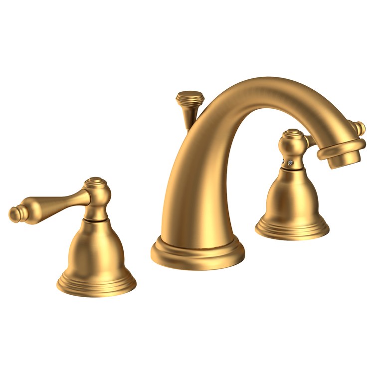 Seaport Two Handle Widespread Bathroom Faucet with Lever Handles with Drain - Polished Brass Uncoated - Frankwebs