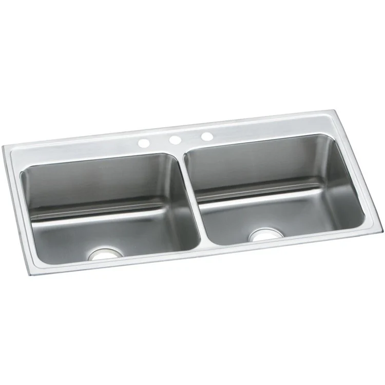 Kitchen Sink Lustertone Classic 43 x 22 Inch Double Bowl Equal Lustrous Satin Drop-In 12-1/8 Inch - Frankwebs