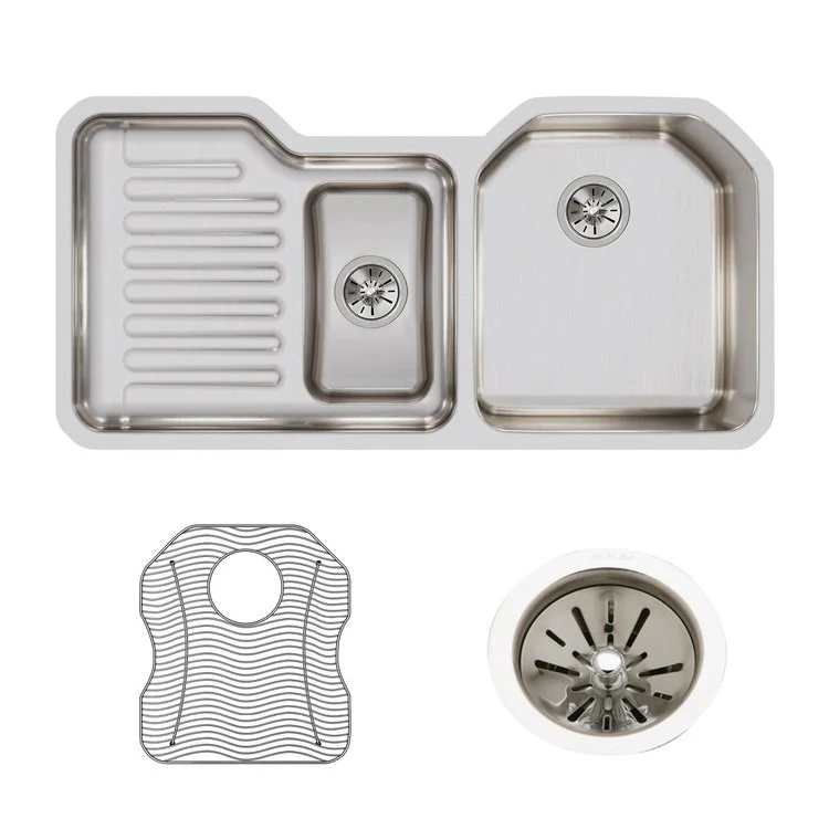 Kitchen Sink Lustertone Classic 41.5 x 20.5 Inch Double Bowl Kit 60/40 Lustrous Highlighted Satin Undermount - Frankwebs