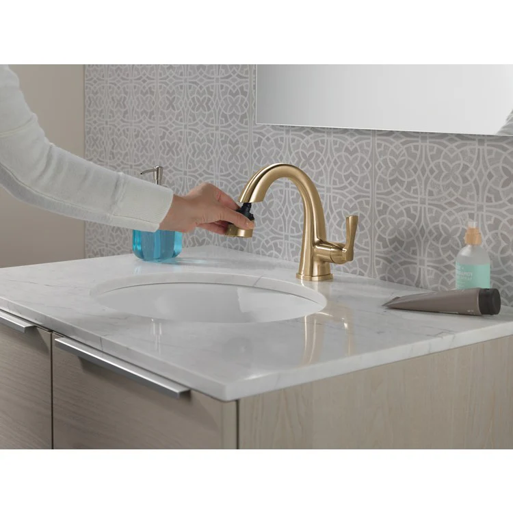 Lavatory Faucet Stryke 1 Lever ADA WaterSense Lumicoat Champagne Bronze Pull Down 1.2 Gallons per Minute - Frankwebs
