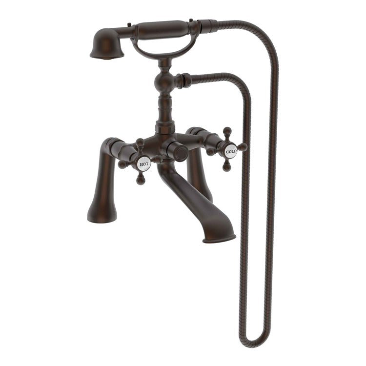 Tub Filler Chesterfield Deck Mount with Handshower Exposed 2 Cross WaterSense ADA Polished Brass Uncoated Living 2 Hole - Frankwebs