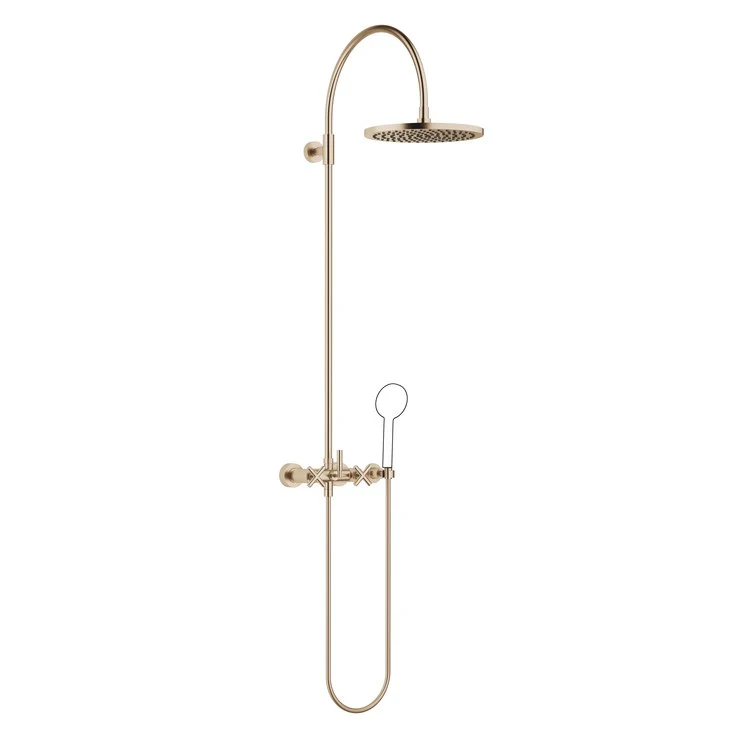 Shower Set TARA Exposed with Mixer Less Handshower 3 Cross/Lever Brushed Champagne 1.8 Gallons per Minute - Frankwebs