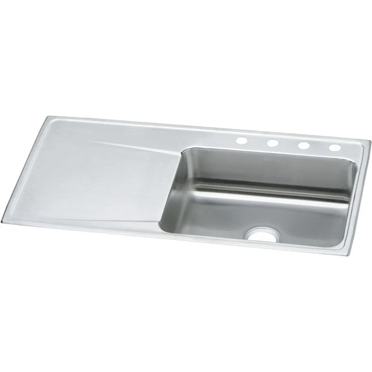Kitchen Sink Lustertone Classic 43 x 22 Inch Single Bowl with Left Drainboard 4 Hole Lustrous Highlighted Satin Top Mount - Frankwebs