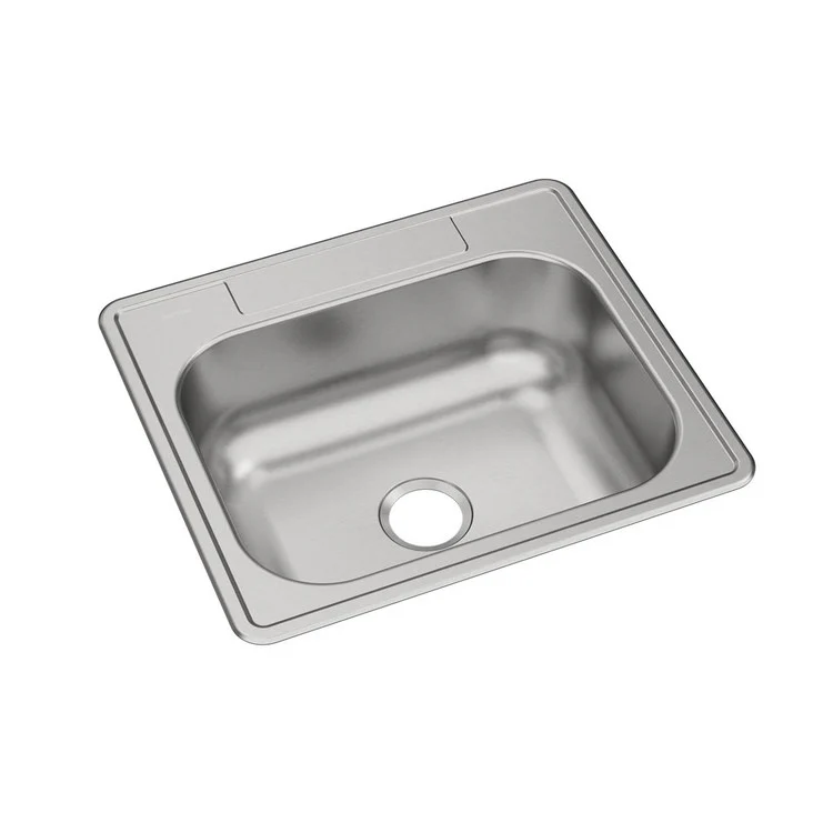 Kitchen Sink Dayton 25 x 22 Inch Single Bowl Elite Satin Drop-In Drain Location Center Bottom Only Pads - Frankwebs