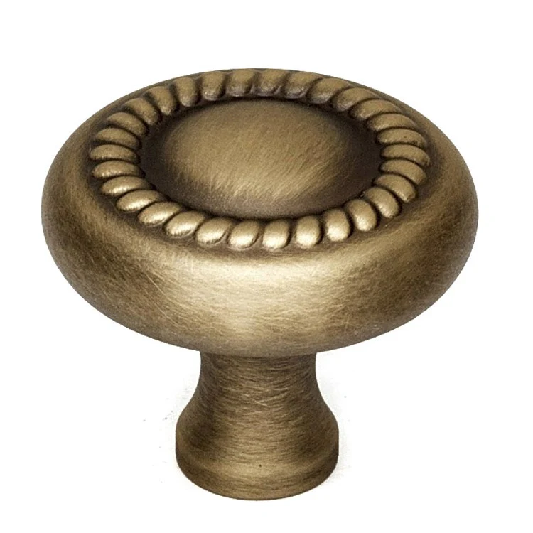 Knob Rope Round Antique English Matte Brass 1-1/4 Inch 1 Inch 15/32 Inch - Frankwebs