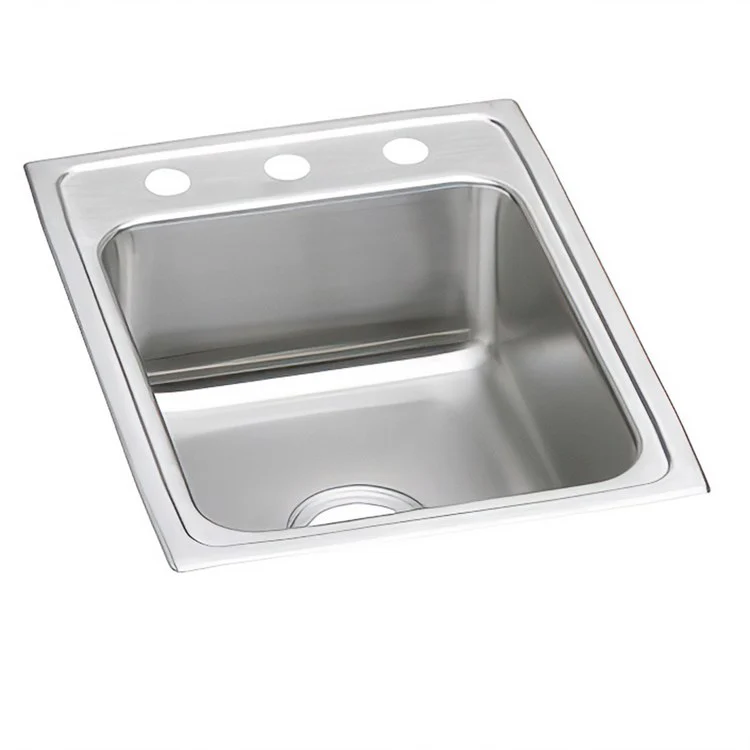 Kitchen Sink Lustertone Classic 17 x 22 Inch Single Bowl ADA Lustrous Satin Drop-In Rectangle Drain Location Rear Center Depth 5-1/2 Inch Bottom Only Pads - Frankwebs