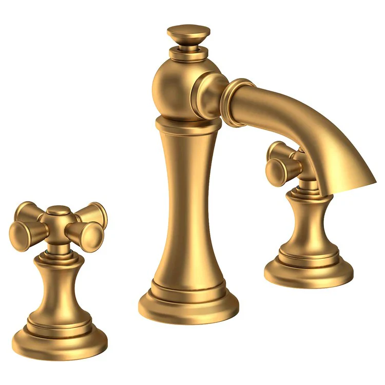 Lavatory Faucet Sutton Widespread 8 to 20 Inch Spread 2 Cross ADA French Gold PVD 1.2 Gallons per Minute Brass Spout Height 4-1/8 Inch - Frankwebs