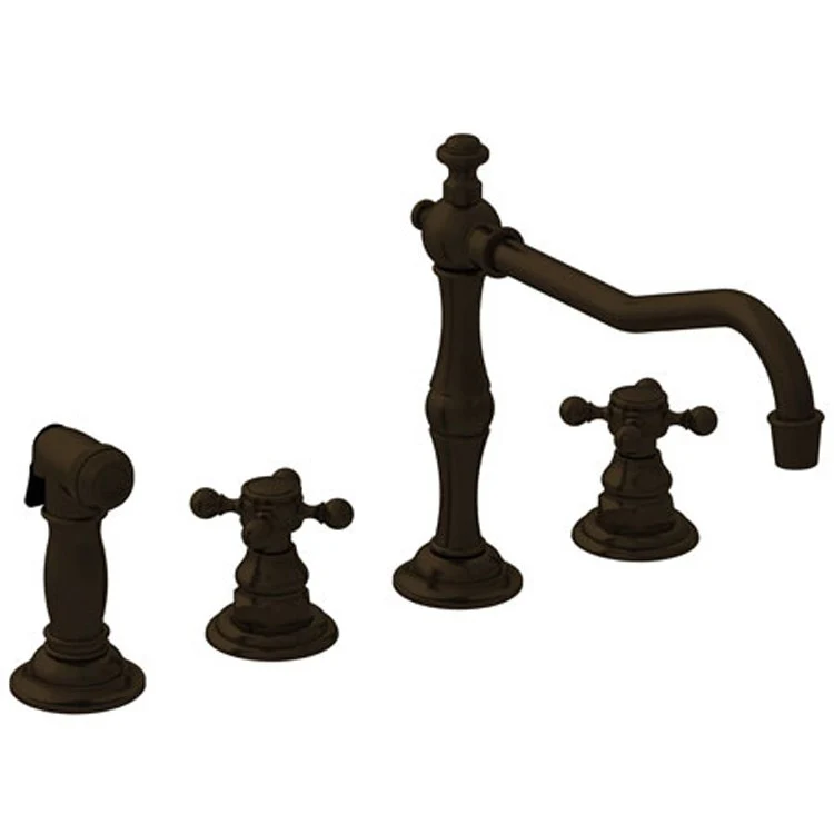 Kitchen Faucet Chesterfield 8 to 20 Inch Spread 2 Cross ADA Antique Copper Pull Out Sidespray Spout Height 5-5/9 Inch Spout Reach 9-1/2 Inch 1.8 Gallons per Minute - Frankwebs