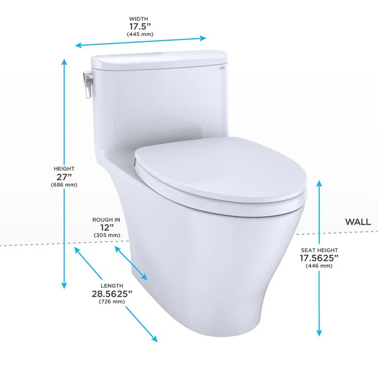 Toilet Nexus 1 Pieces Universal Height Washlet Ready Cotton Elongated ADA 27 Inch 1.28 Gallons per Flush Left Hand Chrome Soft Close - Frankwebs