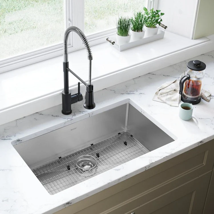 Kitchen Sink Crosstown 30.5 x 18.5 Inch Single Bowl Kit Polished Satin Undermount - Frankwebs