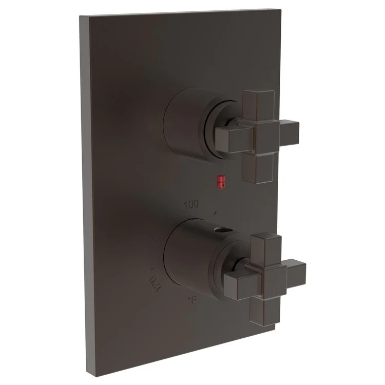 Thermostatic Trim Malvina Rectangular Plate 2 Cross Flat Black ADA for Luxtherm 1/2 Inch Rough Valve Face Plate Diverter and Temperature-Adjust Handles Brass - Frankwebs