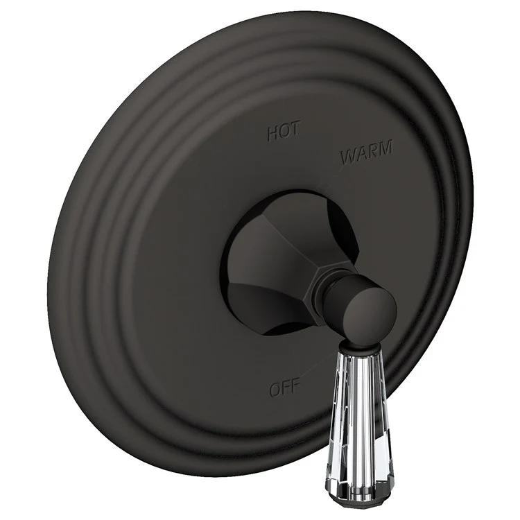 Pressure Balance Valve Trim Metropole Round 1 Crystal Lever Flat Black ADA Depth 3-5/9 Inch - Frankwebs