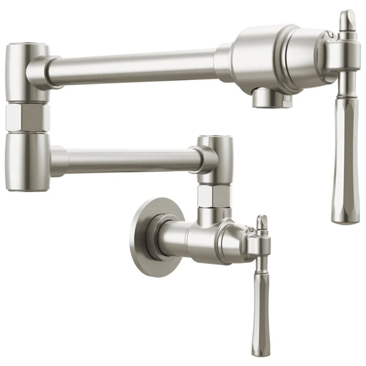 Pot Filler Tulham Wall Mount Cold Water Only 2 Lever ADA Brilliance Luxe Gold/Brilliance Polished Gold Dual Jointed Swivel - Frankwebs