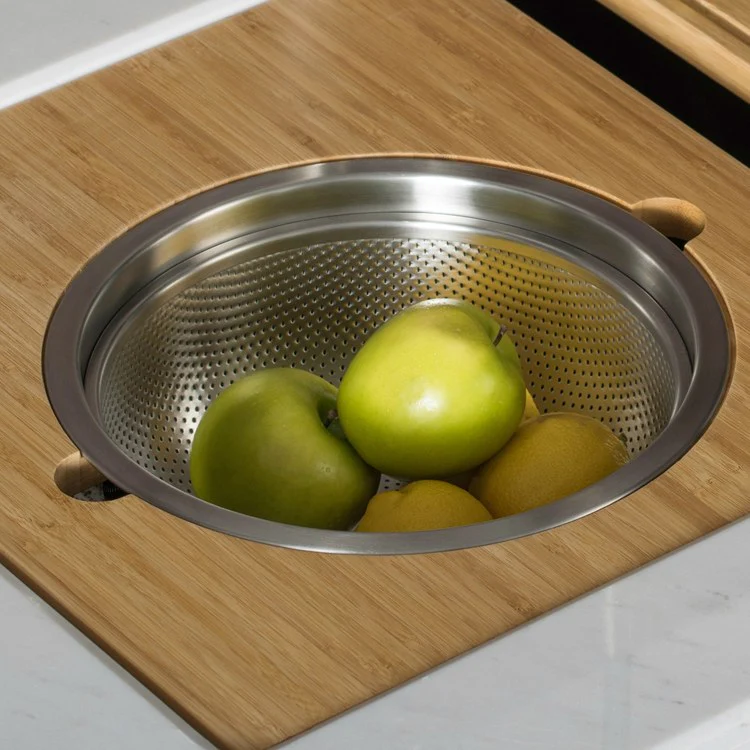 Workstation Kitchen Sink Serving Board Set with Stainless Steel Colander - Frankwebs