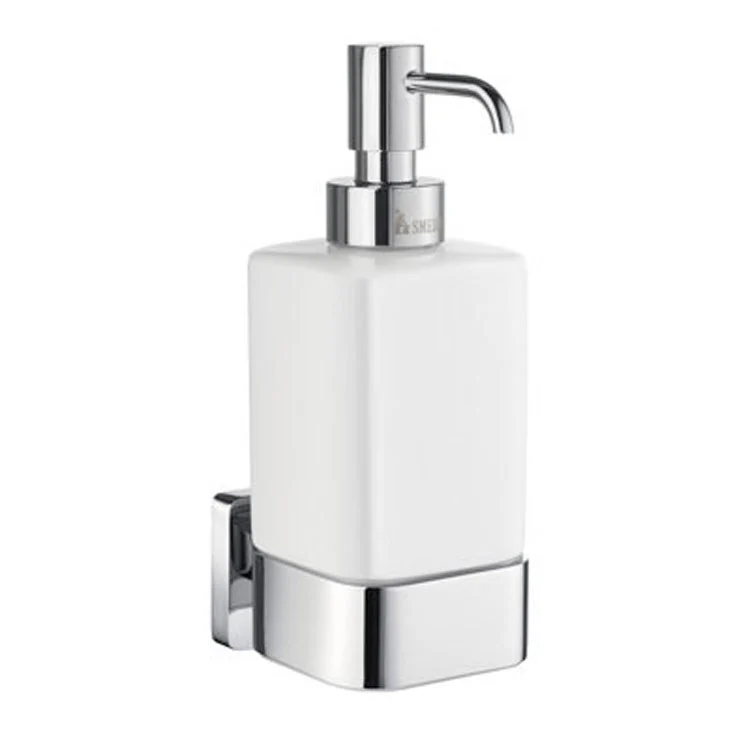 Soap Dispenser Ice Polished Chrome Wall Mount Porcelain Brass Pump with Holder 350 Milliliters - Frankwebs