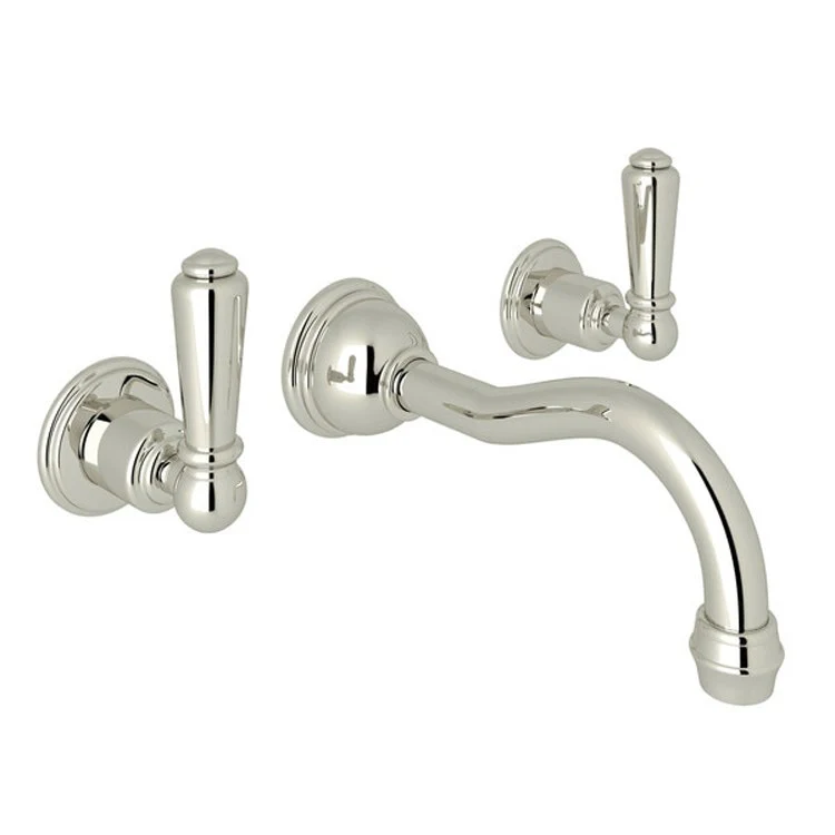 Lavatory Faucet Edwardian Wall Mount 2 Lever Satin Nickel 1.2 Gallons per Minute Column Spout - Frankwebs