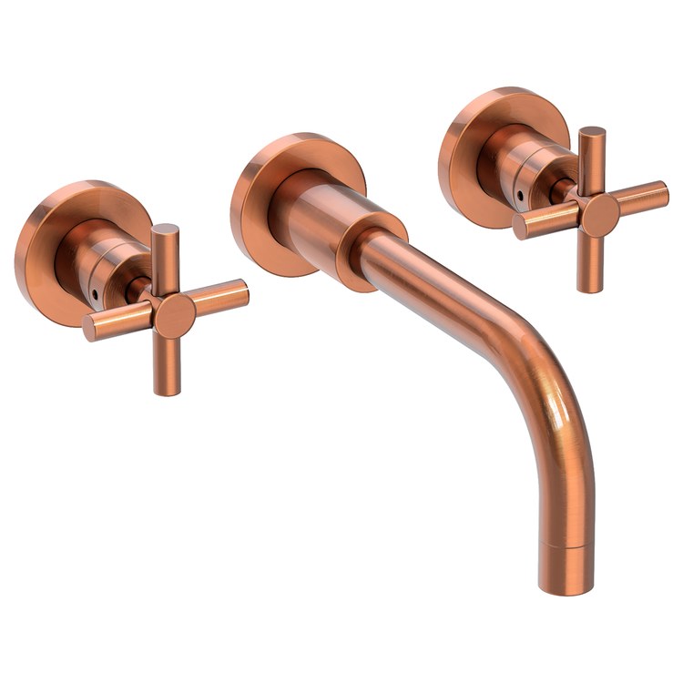 East Linear Two Handle Wall-Mount Bathroom Faucet with Cross Handles - French Gold - Frankwebs