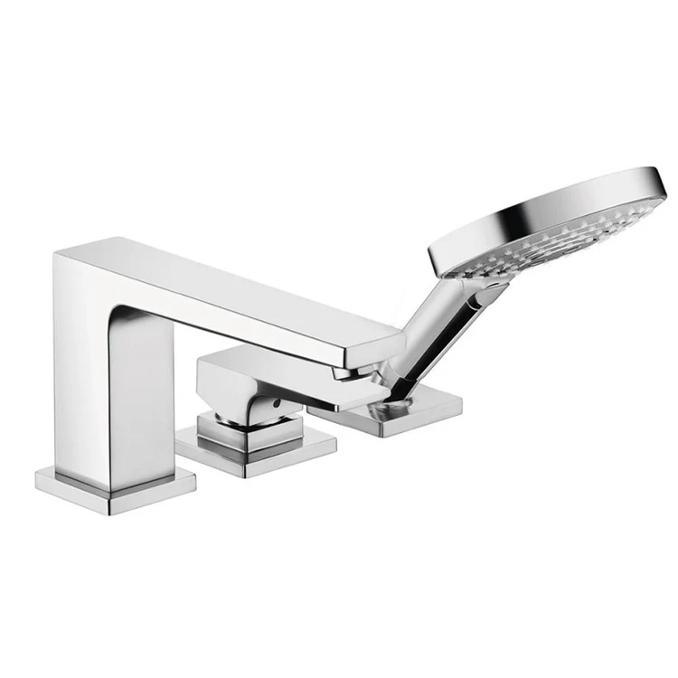 Metropol Single Handle 3-Hole Roman Tub Filler Trim with Handshower - Frankwebs