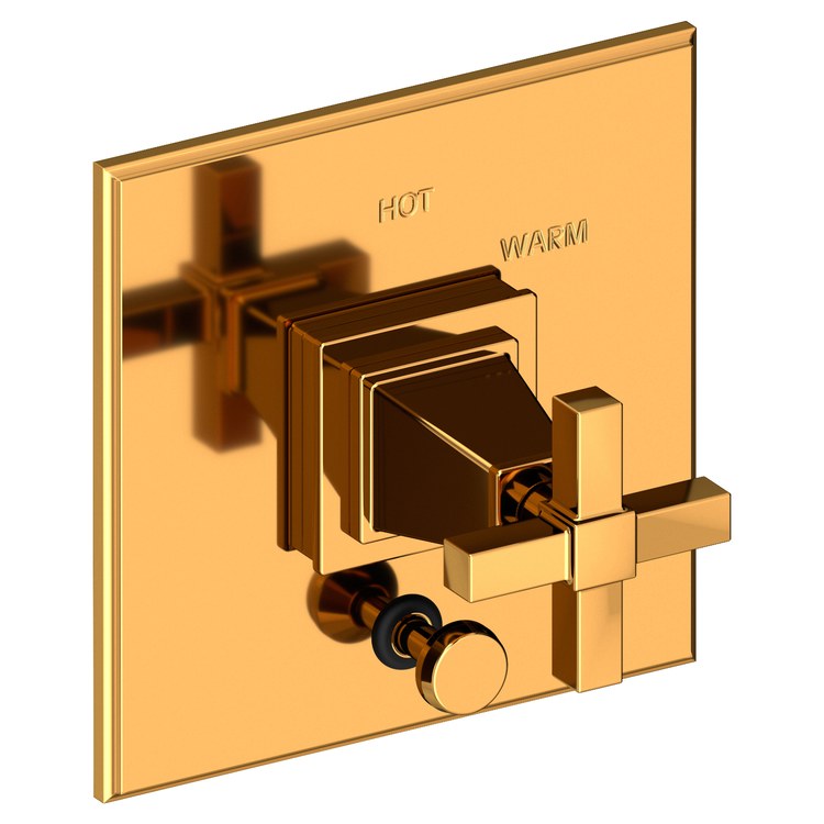 Pressure Balance Valve Trim Malvina Square with Diverter 1 Cross Aged Brass ADA Depth 4 Inch - Frankwebs