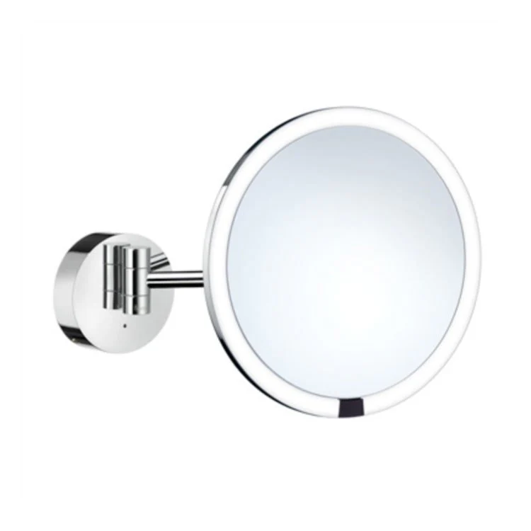 Shaving/Make Up Mirror Outline Wall Mount with LED Light Polished Chrome Round Framed 215 Millimeter - Frankwebs