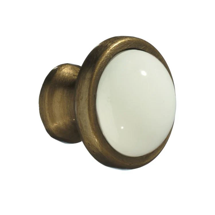 Knob Round for Cabinet Antique Brass/White Zinc/Ceramic 1-1/2 x 1-1/2 x 1-1/2 Inch - Frankwebs