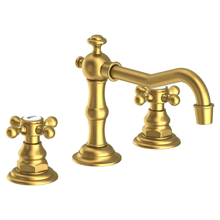 Lavatory Faucet Chesterfield Widespread 8 to 20 Inch Spread 2 Cross ADA Aged Brass 1.2 Gallons per Minute Brass Spout Height 3-5/16 Inch - Frankwebs