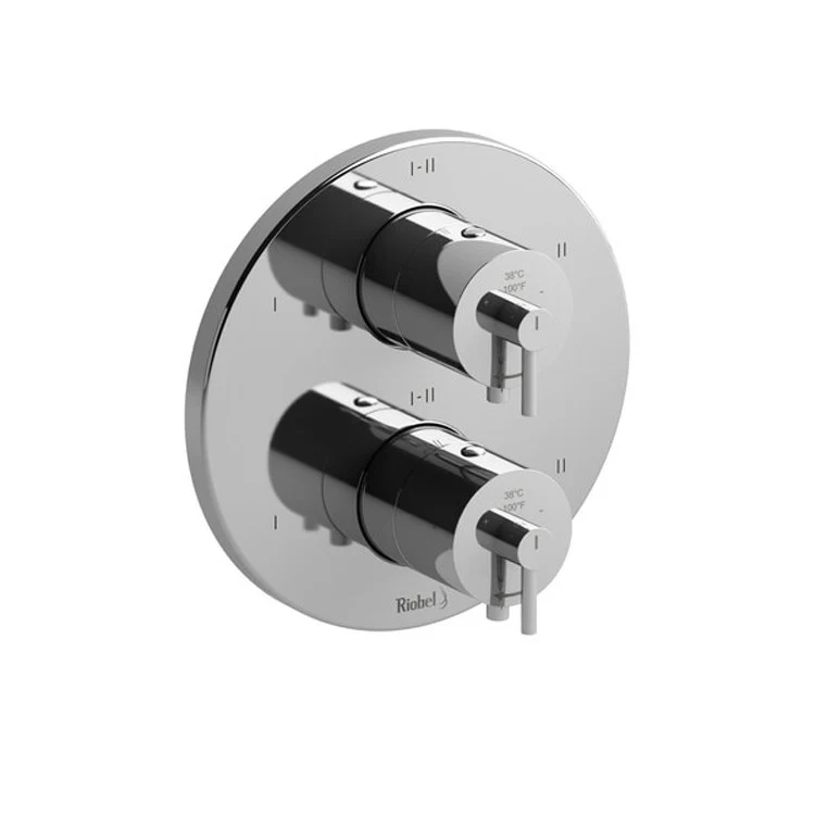 Thermostatic and Pressure Balance Valve Trim CS 3/4 Inch Round 4-Way 2 Lever Brushed Nickel - Frankwebs