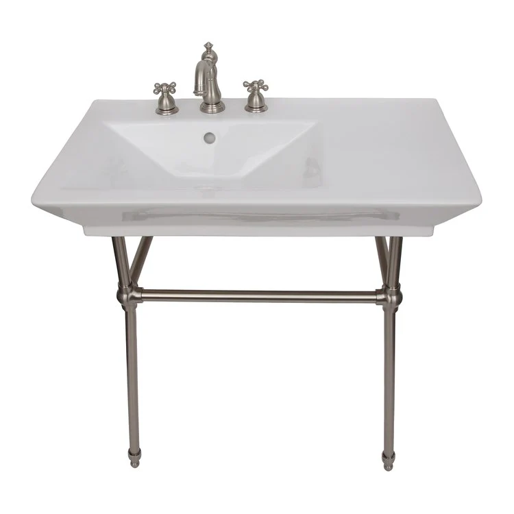 Console Sink Opulence His 31-1/2 Inch 8 Inch Spread Rectangle White/Brushed Nickel - Frankwebs