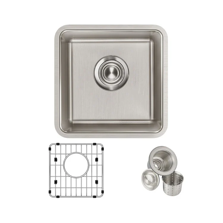 Kitchen Sink Lustertone Iconix 14.5 x 14.5 Inch Single Bowl Kit Luminous Satin Undermount - Frankwebs