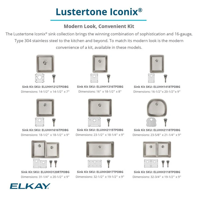 Sink Kit Lustertone Iconix Left Perfect Drain 31.25 x 20.5 Inch Double Bowl Luminous Satin One EBG1216 Bottom Grid One EBG1214 Bottom Grid Two LKPD1 Perfect Drain and Strainers - Frankwebs